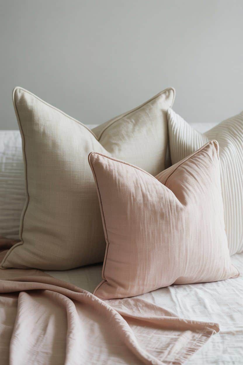Soft home accents arranged in a colorful everyday setting