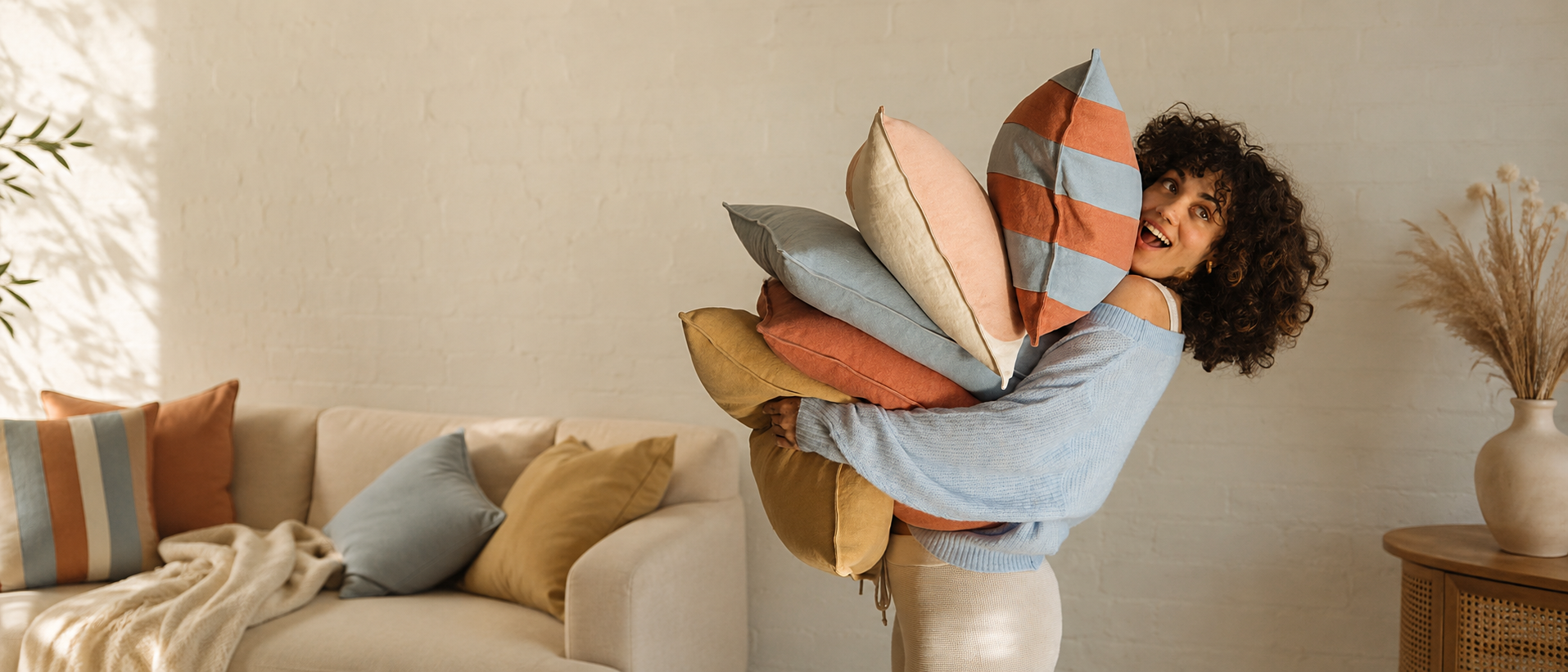 Colorful cushions bringing comfort and personality to the home