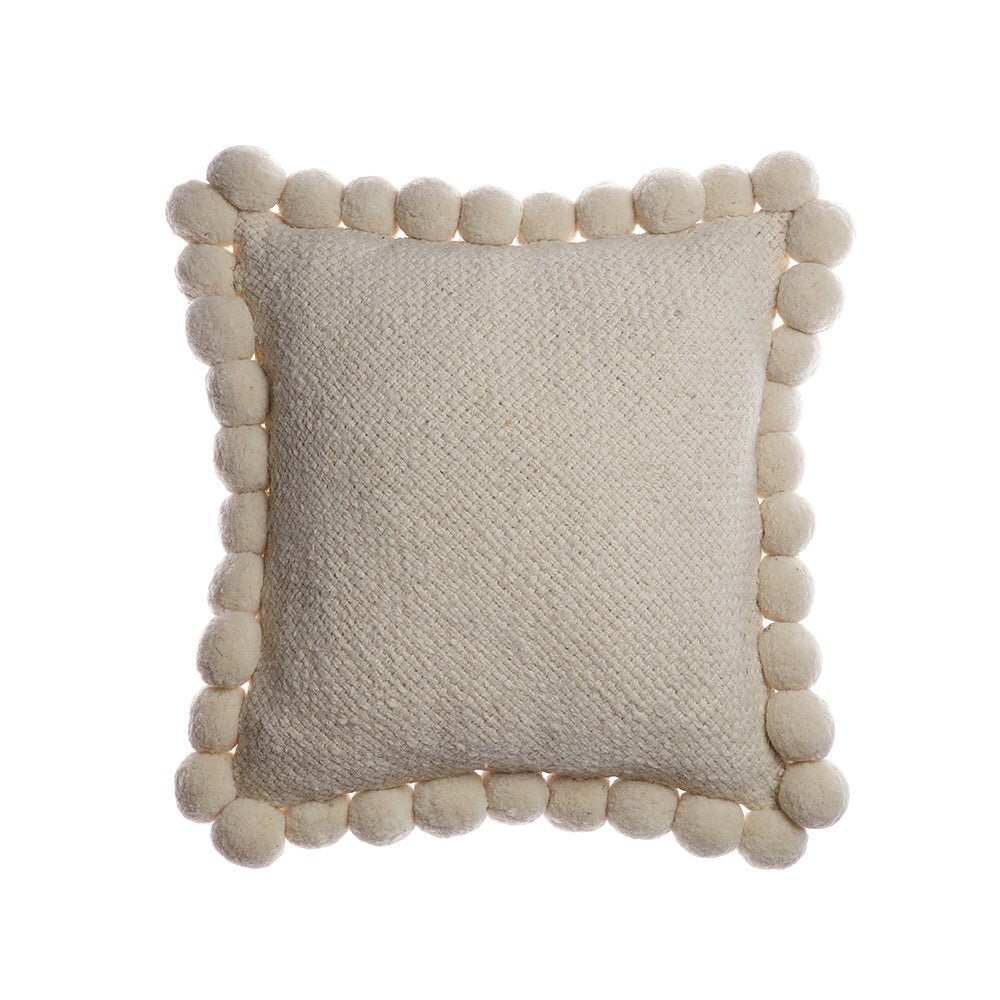 Boho Pom Pom Textured Throw Pillow